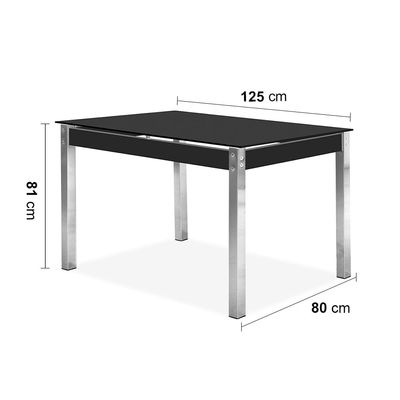 Mesa de Jantar Aço Nobre Cláudia com Tampo Kanon e 4 Cadeiras Chocolate/Preto/Marrom