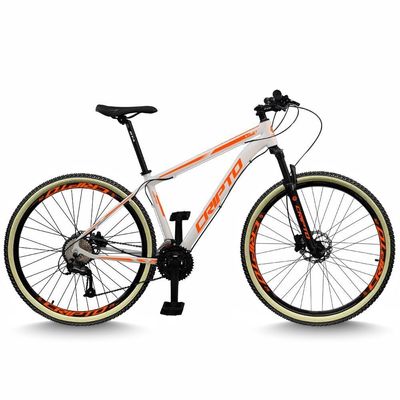 Bicicleta Aro 29 Cripto 24 Marchas Freios Disco E Suspensão Pneu Bege - Branco/laranja - 15" Branco/laranja