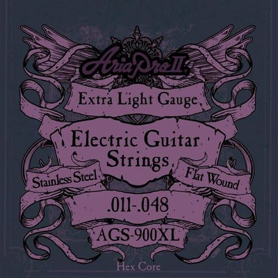 Encordoamento Para Guitarra Extra Leve Flatw .011 Ags900xl Aria Pro Ii