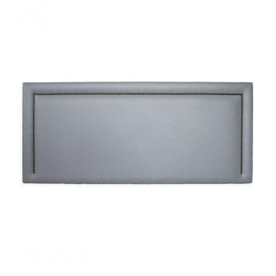 Cabeceira Casal Reta Luxo 140x60 Courino Cinza - Tachas Fumê
