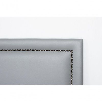 Cabeceira Casal Reta Luxo 140x60 Courino Cinza - Tachas Fumê