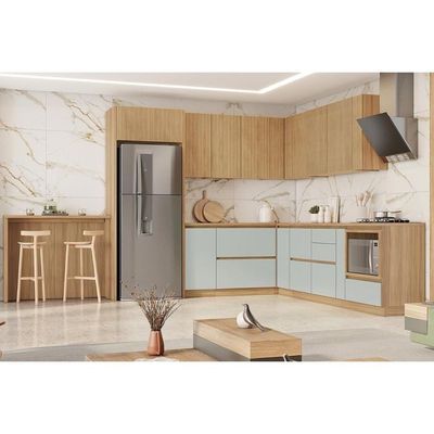 Balcão de Cozinha Rainha Porta Tempero 1 Porta c/Tampo 20cm Nature/Verde - Nesher