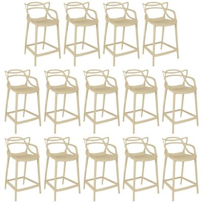Kit 14 Banquetas Média Allegra 66cm Design Cozinha/bancada - Nude