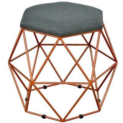 Puff Decorativo Aramado Bronze Six L02 Linho Chumbo - Lyam Decor