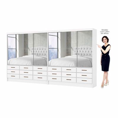 Closet Sevilha 6 Portas Casal Duplo Premium 18 Gavetas