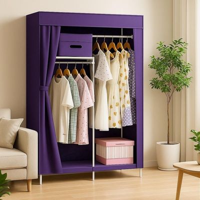 Guarda Roupa Armário Portátil Prateleiras Organizador Brinquedos Arara Cabideiro Sapatos Roxo