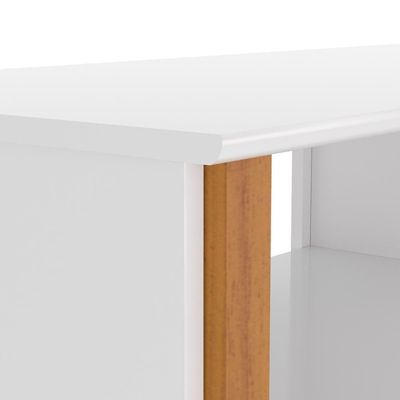 Rack Tv 32 Polegadas Com 3 Prateleiras E Painel 90cm Asteca - Branco E Cedro Branco E Cedro