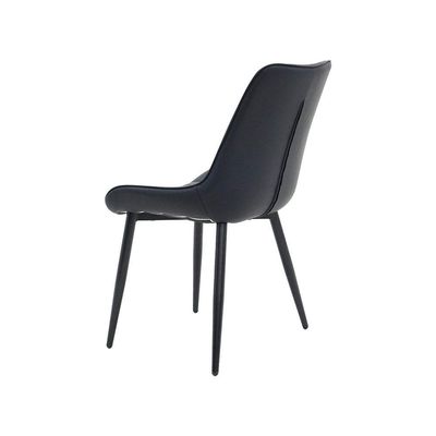 Cadeira De Jantar Chicago Vintage Preta Estofada