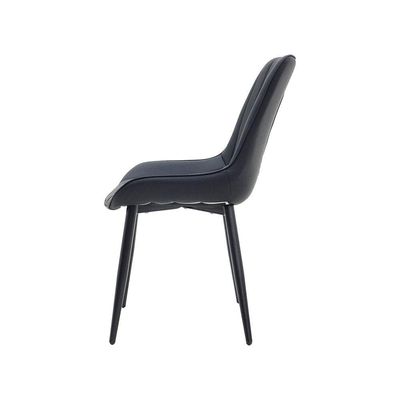 Cadeira De Jantar Chicago Vintage Preta Estofada