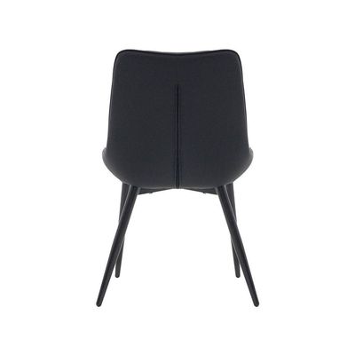Cadeira De Jantar Chicago Vintage Preta Estofada