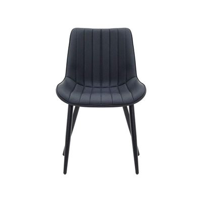 Cadeira De Jantar Chicago Vintage Preta Estofada
