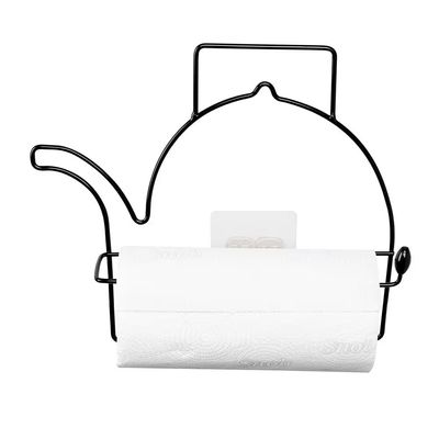 Porta Papel Toalha Chaleira Preto de Parede com Adesivo Visual Decorativo Prateleira Moderna Utimil Preto