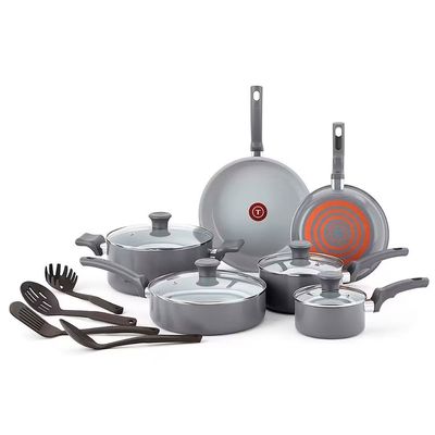 Conjunto de Panelas Recycled Ceramic 10 Peças Antiaderente Tampa Vidro T-fal Cinza