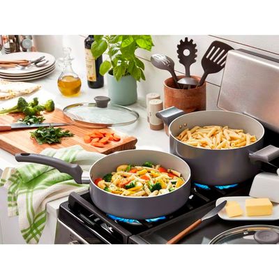 Conjunto de Panelas Recycled Ceramic 10 Peças Antiaderente Tampa Vidro T-fal Cinza