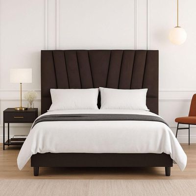 Cabeceira Estofada Solteiro 90 Cm Joana Em Suede Com Frame Marrom