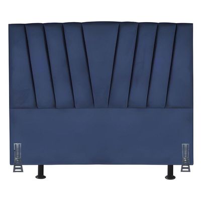 Cabeceira Cama Box Casal 140 Cm Vivian Em Suede Com Frame Azul Marinho