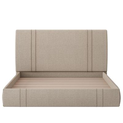 Cama Queen Flutuante Com Cabeceira 160cm Astra S04 Linho Bege - Lyam Decor