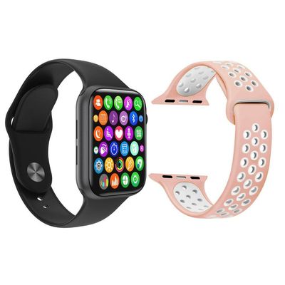 Kit 1 Smartwatch W34 S Preto + 1 Pulseira Extra Sport Rosa
