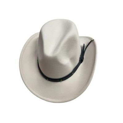 Chapéu Country Western Cowboy Hat Unisex Aba Pequeno Fita Em Couro, Lady Jazz Caps, Cavalheiro Retro, Inverno Cor:begecl