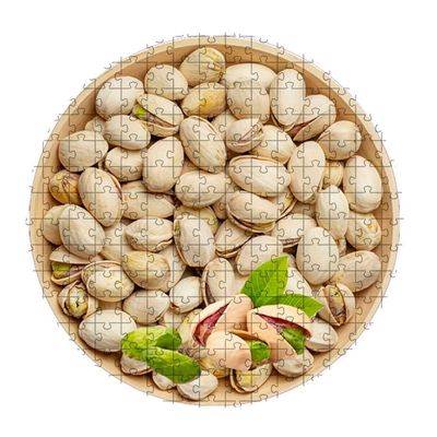 Quebra-cabeça Redondo Prato De Pistache 50 Peças Mdf