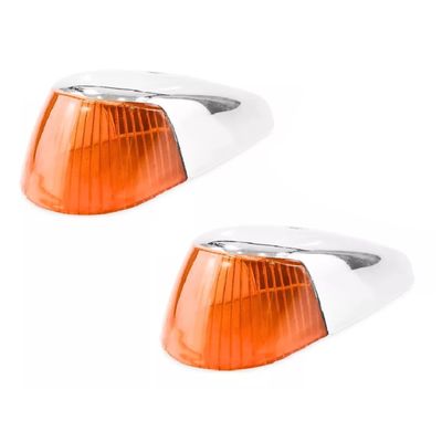 Par Lente Pisca Seta Dianteira + Capa Cromada Fusca Laranja