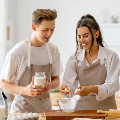 Avental Bege Caqui e Bandana Algodao Cafeteria Bar Cozinha