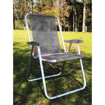 Cadeira Praia Max Alumínio Oversize Reforçada Até 140kg Zaka Cinza