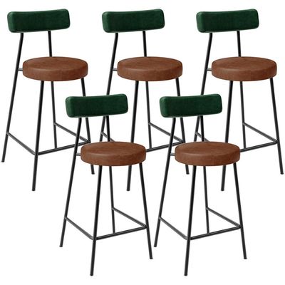 Kit 05 Banquetas Baixa Cozinha Sala Jantar Bancada Milão L02 Facto Verde Marrom  - Lyam Decor