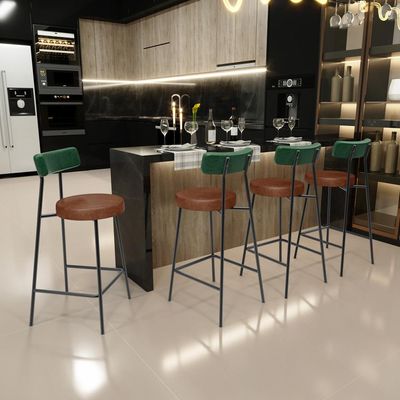 Kit 05 Banquetas Baixa Cozinha Sala Jantar Bancada Milão L02 Facto Verde Marrom  - Lyam Decor