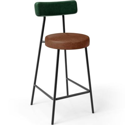 Kit 05 Banquetas Baixa Cozinha Sala Jantar Bancada Milão L02 Facto Verde Marrom  - Lyam Decor