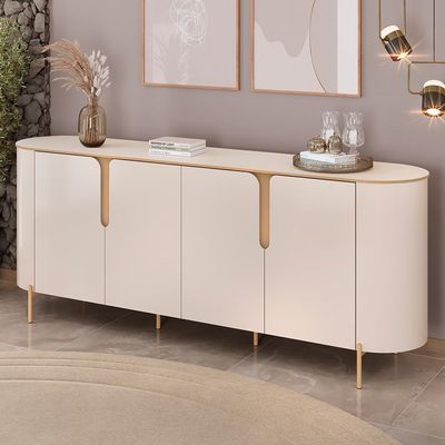 Aparador Buffet Para Sala de Jantar 4 Portas Orgânico Lia D05 Off White - Lyam Decor