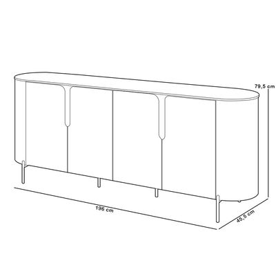 Aparador Buffet Para Sala de Jantar 4 Portas Orgânico Lia D05 Off White - Lyam Decor