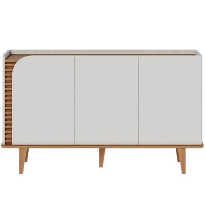 Aparador Buffet Para Sala de Jantar 3 Portas Elora C04 Off White Matte Freijó - Lyam Decor