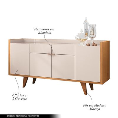 Buffet Balcão Decorativo Albani Sala de Jantar Off White/Cinamomo G26 - Gran Belo