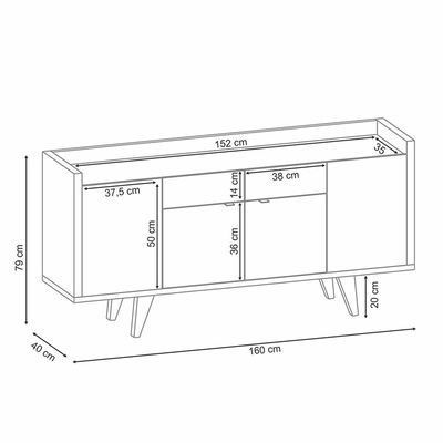 Buffet Balcão Decorativo Albani Sala de Jantar Off White/Cinamomo G26 - Gran Belo