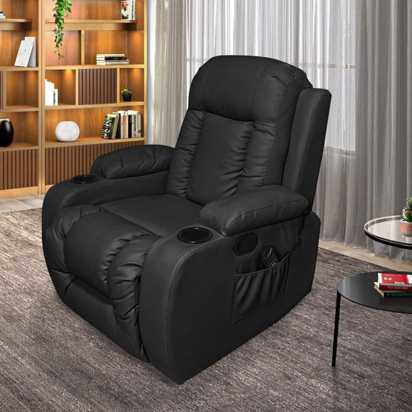 Poltrona do Papai Reclinável Sala de Cinema Massagem Balanço Giratória Austin PU Preto G31 Gran Belo