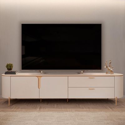 Rack Para Sala de Estar TV 75 Pol Orgânico Dion D05 Off White - Lyam Decor