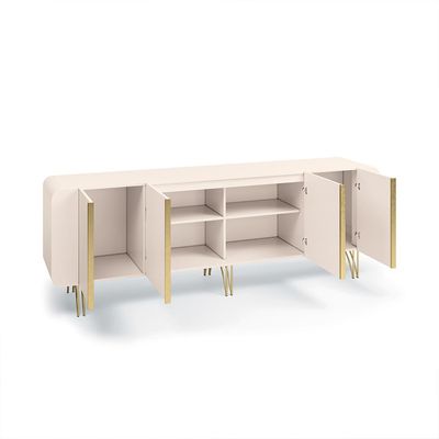 Buffet Decorativo com Puxadores em Alumínio Pés Aço Maciço Virginia Off White G26 - Gran belo