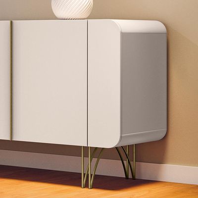 Buffet Decorativo com Puxadores em Alumínio Pés Aço Maciço Virginia Off White G26 - Gran belo