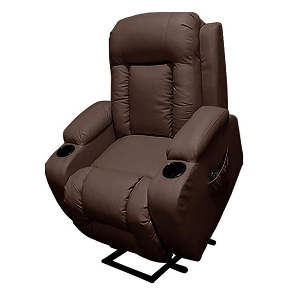 Poltrona do Papai com Massagem Aquecimento Austin Elevação Lift 150º PU Marrom Chocolate G31 - Gran Belo