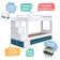 Cama Beliche Infantil Bicama 2,32m Escada Nichos Gavetas Branco com Azul