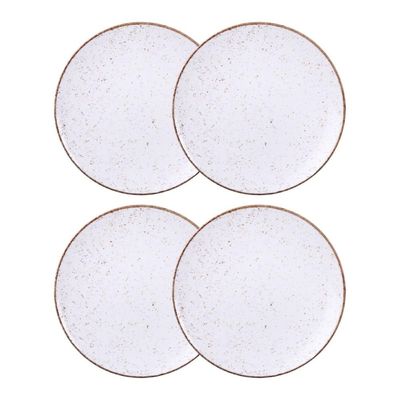 Jogo de Pratos Rasos Grande Rústico 4 Peças 28cm Porcelana Tramontina