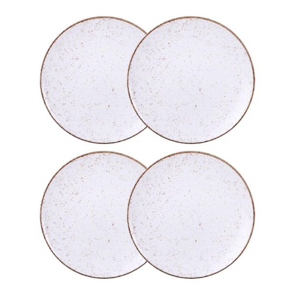 Jogo de Pratos Rasos Grande Rústico 4 Peças 28cm Porcelana Tramontina
