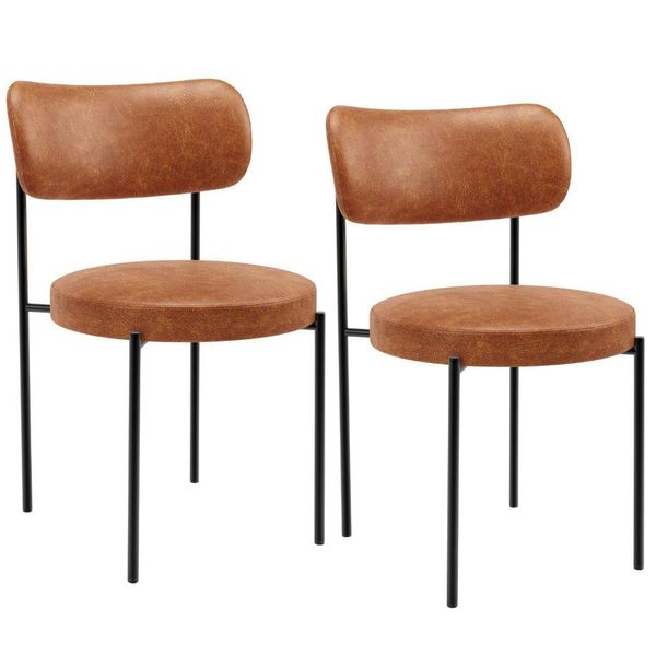 Kit 02 Cadeiras Estofadas Para Sala De Jantar Louise L02 Couríssimo Camel - Lyam Decor