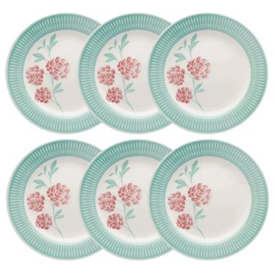 Prato Raso de Cerâmica 24cm Estampa Donna Bloom 6 Unidades - Biona 102489