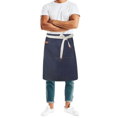 Avental Jeans de Cintura Algodao Cafeteria Bar Vegano 3un