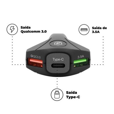 Kit Carregador Veicular Tank e Cabo Turbo Militar Micro USB V8 - Gshield