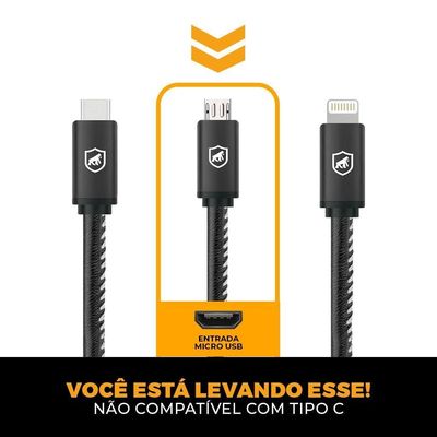 Kit Carregador Veicular Tank e Cabo Turbo Militar Micro USB V8 - Gshield