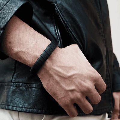 Pulseira Masculina Darkness Silver Black M