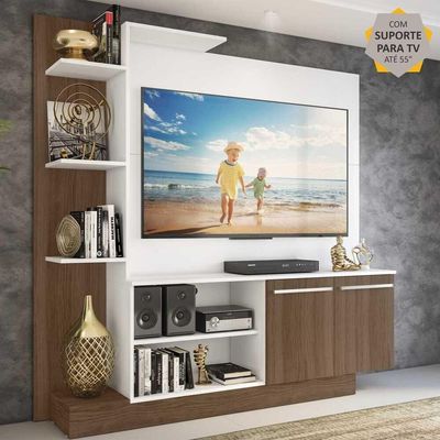 Estante Com Suporte Para Tv Até 55´´Fg3069 Branca/madeirada